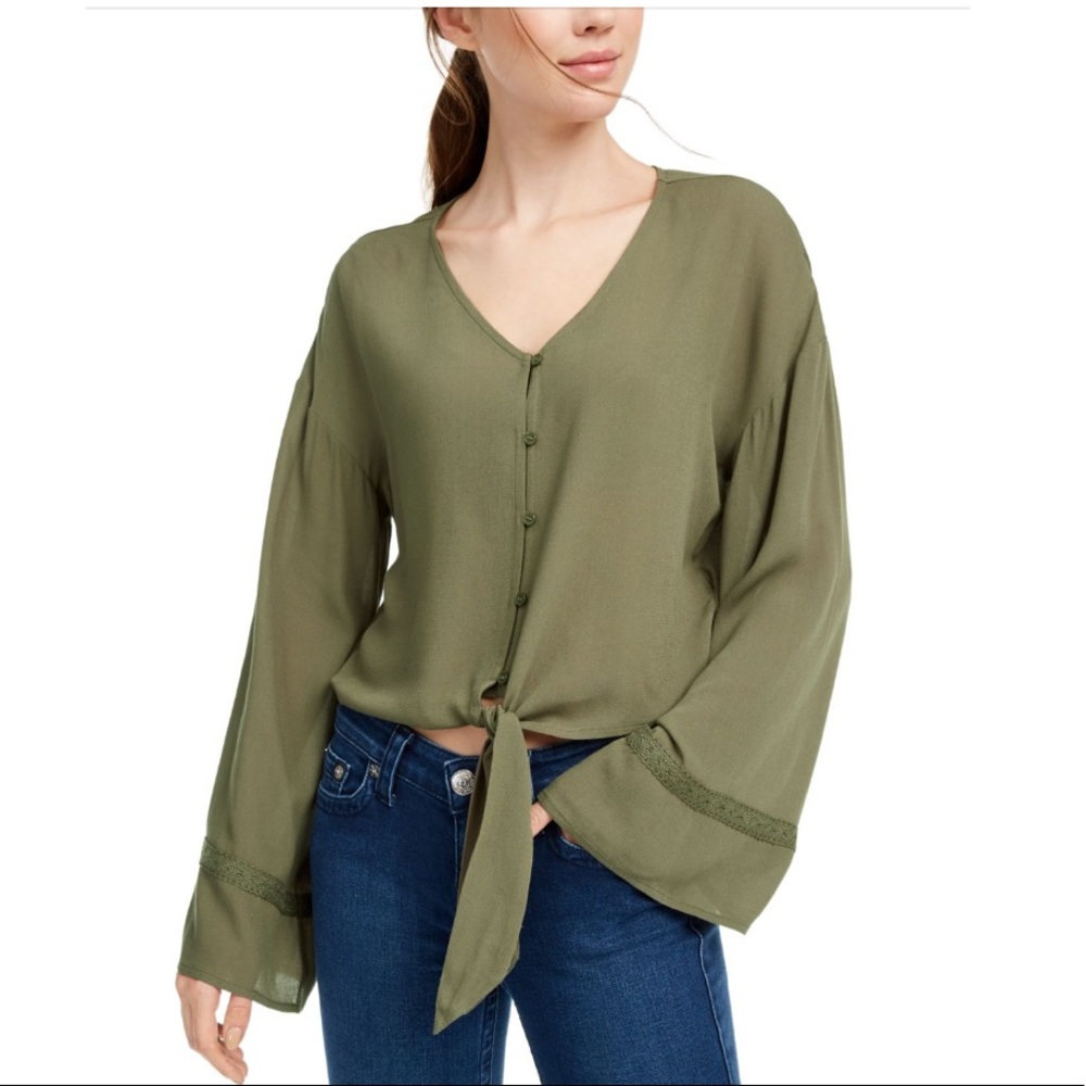 Freshman Flare Sleeved Tie-Waist Blouse